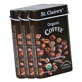 St. Claire's Organic Herbal Pastilles, (Coffee, 1.5 Ounce Tin, Bundle of 3) | Gluten-Free, Vegan, GMO-Free, Plant-based, Allergen-Free | Made in our Allergen-Free facility