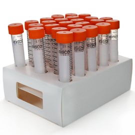 Eisco - Pack of 25, 15mL Sterile Centrifuge Tubes, Polypropylene, Flat Cap, Lab-Grade, Racked
