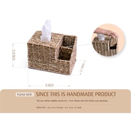 TAGREE Multifunctional Tissue Box, Tissue Storage Box, Tissue Box Cover Square, nightstand Organizer, Bedside Organizer. Remote Holder for Bed, Boho Tissue Box