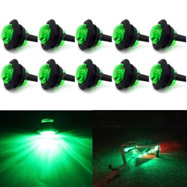 10 Pack Waterproof Marine LED Lights - Boat Underwater & Deck Courtesy Lights, 12V for Yacht, Fishing Pontoon, Sailboat, Kayak (Green)