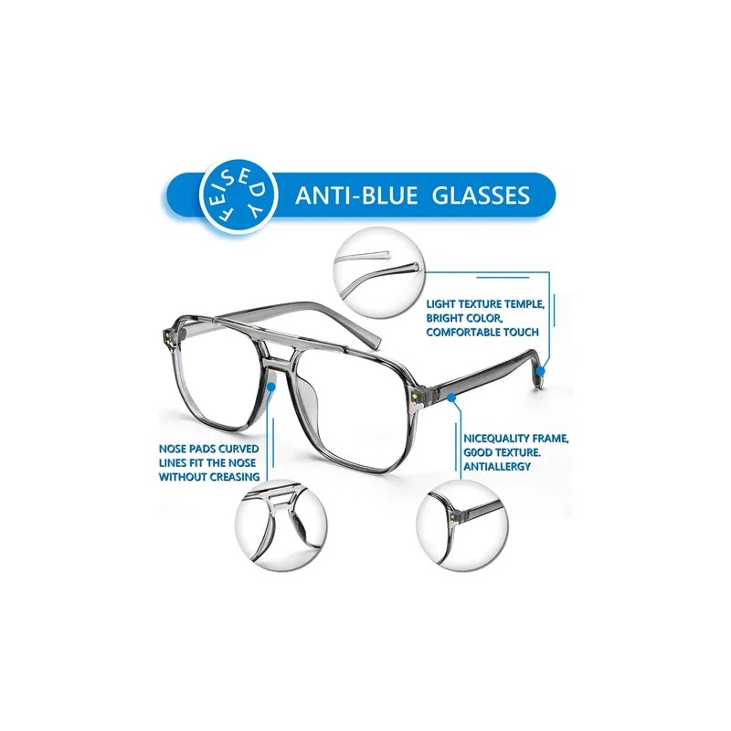 Feisedy Gafas De Bloqueo De Luz Azul Cuadradas Estilo Piloto