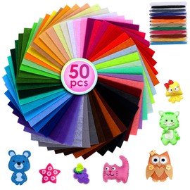 moinkerin 50 Pieces Felt Fabric Craft Felt 10 x 10 cm Felt Panels Felt for Crafts Non-Woven Fabric Sold by the Metre for DIY Crafts Sewing Projects Patchwork