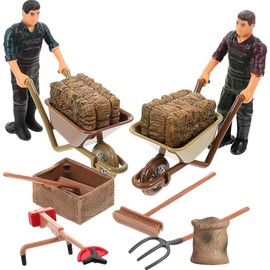 Zerodeko Tractors 1 32 12-Piece Farmer Figures Agricultural Toy Set Plastic Model Toy Realistic Farmer Model Simulation Scene Accessories for Role Play