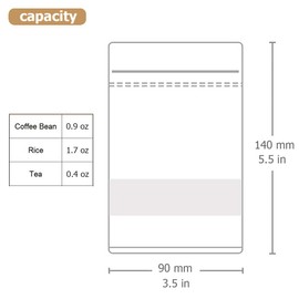 Resealable Bags, Brown Paper Stand up Pouches with Window, 50Pcs 3.5"x5.5" Zip Lock Coffee Bean Bags, Kraft Paper Food Sealable Packaging Bag