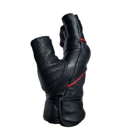 Overdrive Men's Real Goatskin Leather Biker Trucker Cycle Work Half Finger Gloves with CE Armored Protective Knuckles and Padded Palms (Medium)
