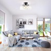 Lamomo Semi Flush Mount Ceiling Light, Upgraded Larger Black Hallway