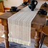Fecialy Macrame Table Runner Farmhouse Boho Beige Table Runner with