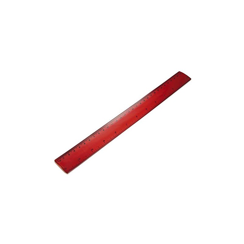 eBuyGB Flexible Plastic Transparent Red Ruler, 30 cm, Pack of