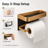 Aluminum Toilet Paper Holder with Shelf – No-Drill Black Gold
