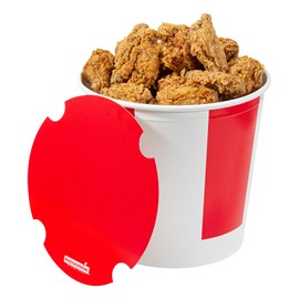 Restaurantware-Bio Tek 170 Ounce Chicken Buckets With Lids, 100 Greaseproof Paper Chicken Buckets - Vented Lids, Freezable, Red And White Paper Disposable Chicken Buckets, For Restaurants And Cafes