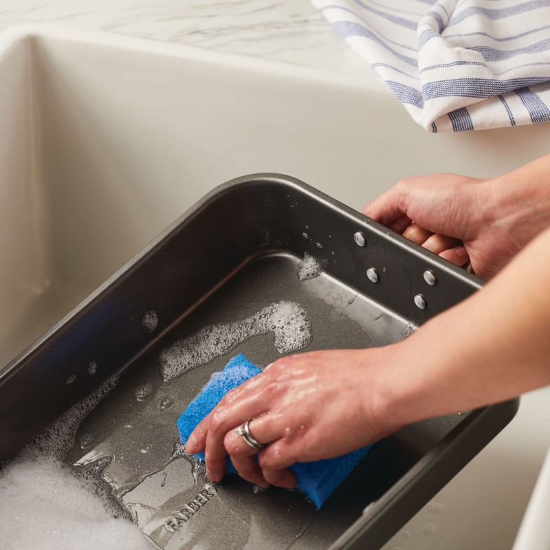 Farberware Bakeware Nonstick Steel Roaster with Flat Rack, 11-Inch x