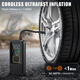 Tire Inflator Portable Air Compressor - 150PSI Air Pump for Car Tires, Bikes, Motorcycles & More - Portable Tire Inflator for Car with Digital Pressure Gauge, Auto Shut Off, Fast & Pocket Design