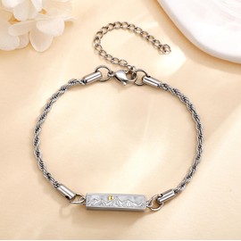 SHEAISRS Mountain Urn Bracelet for Ashes for Women S925 Sterling Sliver Cremation Jewelry for Men Mustard Seed Memorial Keepsake Ash Holder Charm