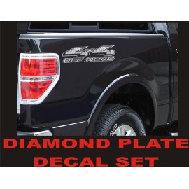 Ford 4x4 OFFROAD Truck Decal Set DIAMOND PLATE CHROME for Ford F150 & Super Duty