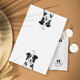 HUGANE Funny Border Collie Bathroom Decor Hand Towels Set of 3, Border Collie Mom Gifts, Gifts for Border Collie Lovers, Kids Dog Bathroom Decor, 16x24 Inch