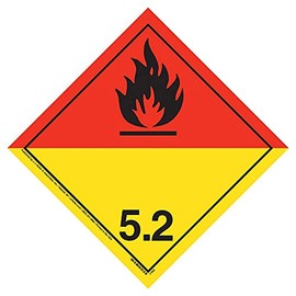 Division 5.2 Organic Peroxide Placard 10-pk. - 10.75" x 10.75" Polycoated Tagboard for Temporary Applications - J. J. Keller - Complies with International Hazmat Placard Requirements
