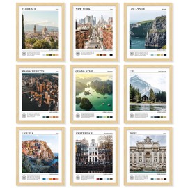 97 Decor Vintage Travel Decor - Around World Travel Wall Decor, Trendy City Wall Art Prints, Retro New York Europe Aesthetic Destination Pictures (8x10 Unframed)