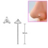 DENI 3 x Silver Straight Bar Nose Stud Triangle Cubic