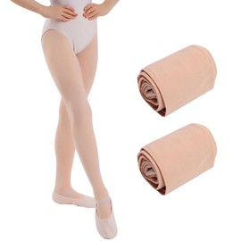 Lancry 2 Pairs 80D Ballet Foot Tights for Girls, nude, S