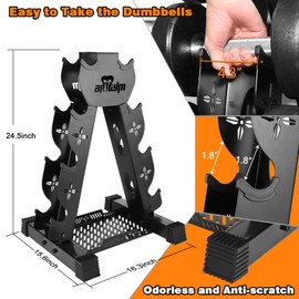 BRTGYM Dumbbells Rack Weight Stand (Rack Only), 13GA Steel Constructed,Max Support 570lbs, 4-5 Tier Compact Design