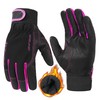 HANDLANDY Women's Thermal Winter Leather Work Gloves, Waterproof Cold Weather