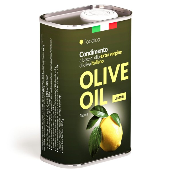 Foodico Olivenöl mit Zitrone – Extra Natives Olivenöl kaltgepresst, aromatisiert