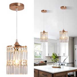 ZtuoYong Crystal Ceiling Pendant Lighting Fixture for Living Room Dining Room Kitchen Hallway (Gold Pendant)