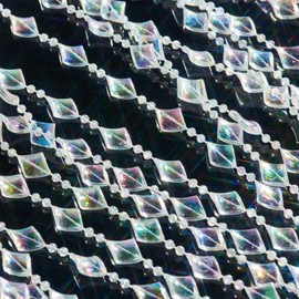 HYVAKUPPA Colorful Crystal Beaded Curtain Hanging Door Beads String Curtain 36 Strands Decorative Shiny Clear Acrylic Iridescent Diamond Cut Room Divider for Doorway Party Home Decor (3FTx6.5FT)