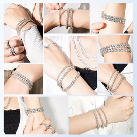 Generic Tennis Bracelet Cubic Zirconia 14K Gold Plated 4mm Gold Bracelets For Women Men's Classic Tennis Bracelet 6.5-7.5 Inch (silver, 6.5 inches)