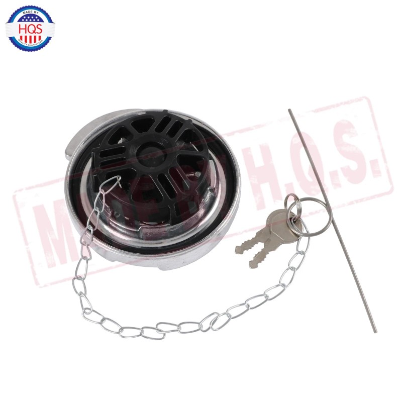 HQS 2x Chrome Lever Style Locking Fuel Cap 4" For