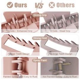 TOCESS Hair Claw Clips for Women - 8PK Large Neutral Matte Square Jumbo Hair Clips for Thick, Thin, Long, Short, Curly Hair Girls, Big Jaw Clip Set for Daily Use (Rosewater Pink)