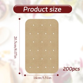 200Pcs Air Fryer Liners Disposable - Large Rectangle Parchment Paper (20.5x14cm) | Non-Stick, Unbleached & Perforated | Compatible with Ninja, Tower, Salter & Most Air Fryers