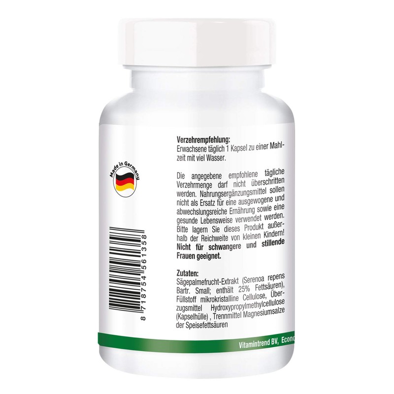 Saw Palmetto Extract 300 mg - 180 Capsules - Vegan