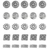 50PCS Engraved Flower Metal Buttons, 5 Styles Vintage Style Silver