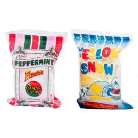 Flossie's Limited Edition Yellow Snow & Peppermint Cotton Candy, Banana & Peppermint-Flavored Party Candy, Light & Fluffy, Ideal Snack for all Ages, 2.4 oz