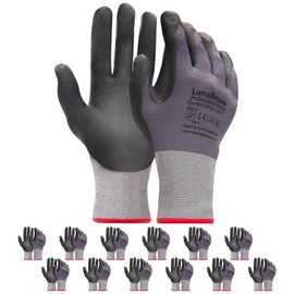 LunaDream Safety Work Gloves MicroFoam Nitrile Coated-12 Pairs (12, 8/Medium)