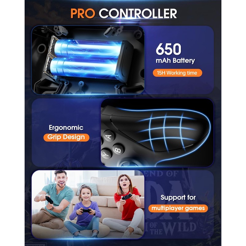 Ligame Switch Pro Controller, Bluetooth Wireless Gamepad for Switch/Lite/OLED, Windows,