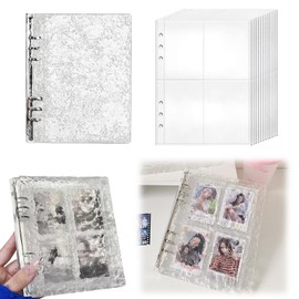 Coollooda Sealing Notebook, Clear, A5, 6-Hole Seal, Binder, Notebook, Acrylic Material, Water Wave Pattern, Double-Sided Storage, Girls, Premium Design Crystal Exterior Binder, Removable Card File