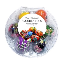 Polish Easter Handpainted Wooden Eggs (Pisanki), Set of 7 in Protective Box