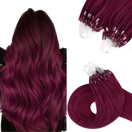 ALISY Human Hair Ring Loop Hair Tip Extensions Remy Hair Color Wig Extensions 50pcs (16inch, BUG#)