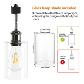 Hiiglxii H Type Track Lighting Heads E26 Track Light Heads Modern Pendant Track Lighting Fixtures Ceiling with Glass Lamp Shade for Kitchen, H Track Lighting Rail System Compatible, 4 Pack (No Bulbs)