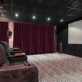 JADE POKE Extra Wide 200" W x 96" L Movie Theater Curtain, Soft Luxury Velvet Tab Loop Pocket Drapes for Theater Room, Heavy-Duty 100% Blackout Curtains for Movie Room Curtains, Red, 1 Panel