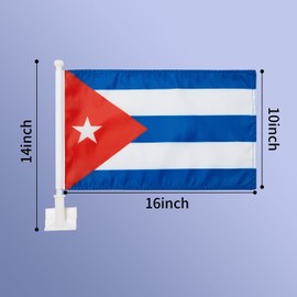 2 Pack Car Flags,Cuba Flag Outdoor with Cuban Flag and Pole, Car Logo Window Clip Can be Clipped to Most Windows 14 inch Pole and 16 x 10 inch Double Sided