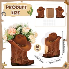 Domensi 16 Set Western Cowboy Boots Flower Boxes Centerpiece Boot Shape Box Decorations Western Theme Party Boot Gift for Cowboy Cowgirl Birthday Party Baby Shower Wedding Supplies