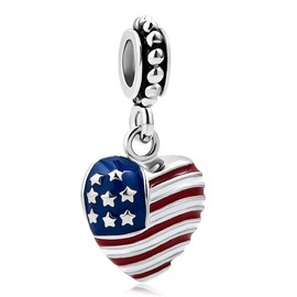 DemiJewelry American US Flag Army Mom Dangle Beads For Charm Bracelet