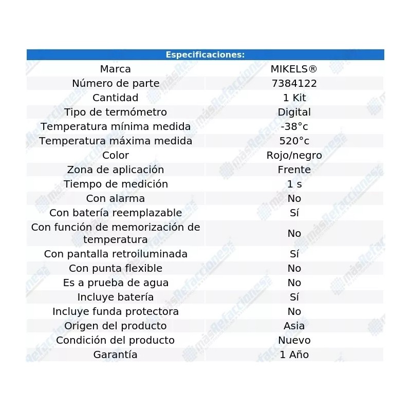 Mikel's Termómetro Infrarrojo Con Display Mikel´s