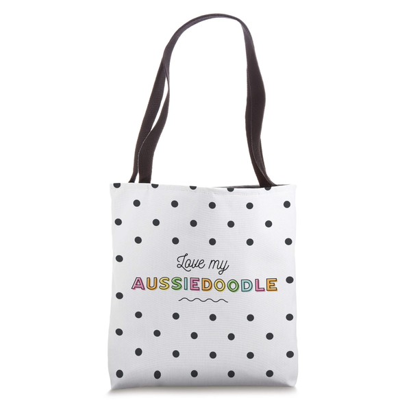 Love My Aussiedoodle Cute Polka Dot Design Tote Bag