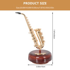 Saxophone Music Box, 7.9in Classic Saxophone Home Accessories, Saxophone Mum Trinket Saxophone Jewelry Box，Mini Musical Instrument Ornaments for Home Decoration Housewarming Desktop
