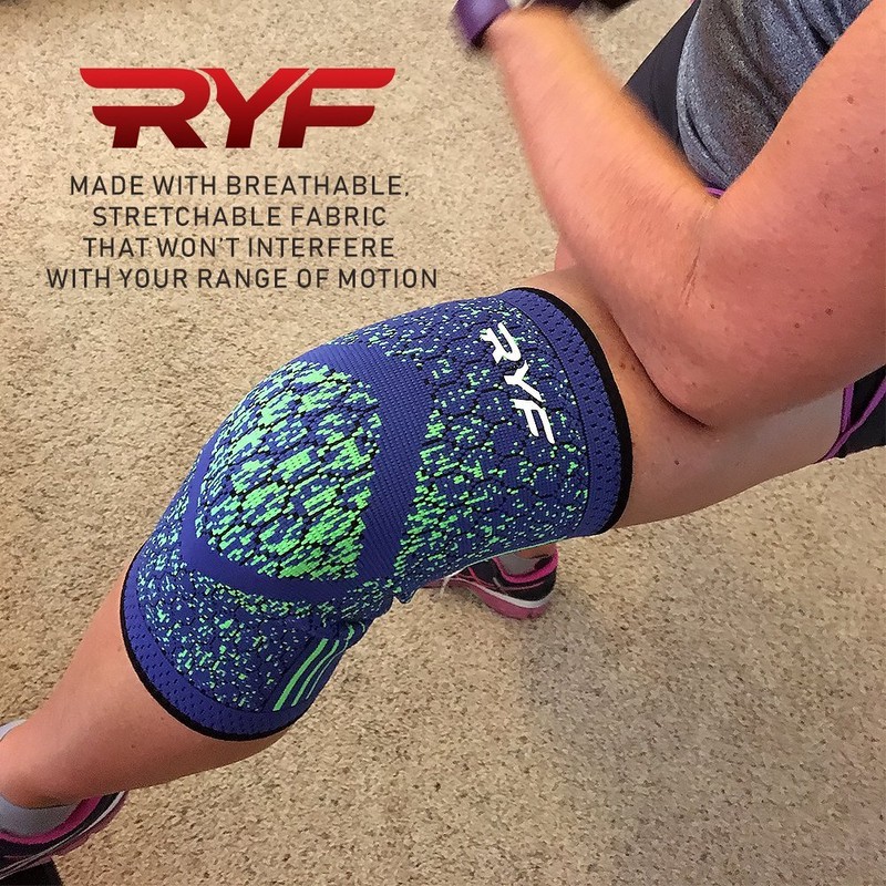 RYF Compression Knee Sleeve, Blue/Green, Medium