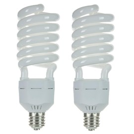 Diodesy- Spiral CFL Light Bulbs T5 E39 Mogul Base High Wattage 105W (400W Equivalent) Efficient 3000K Soft White 5000 Lumen Compact Fluorescent Light for Retail Warehouse High Bay Lighting Pack of 2